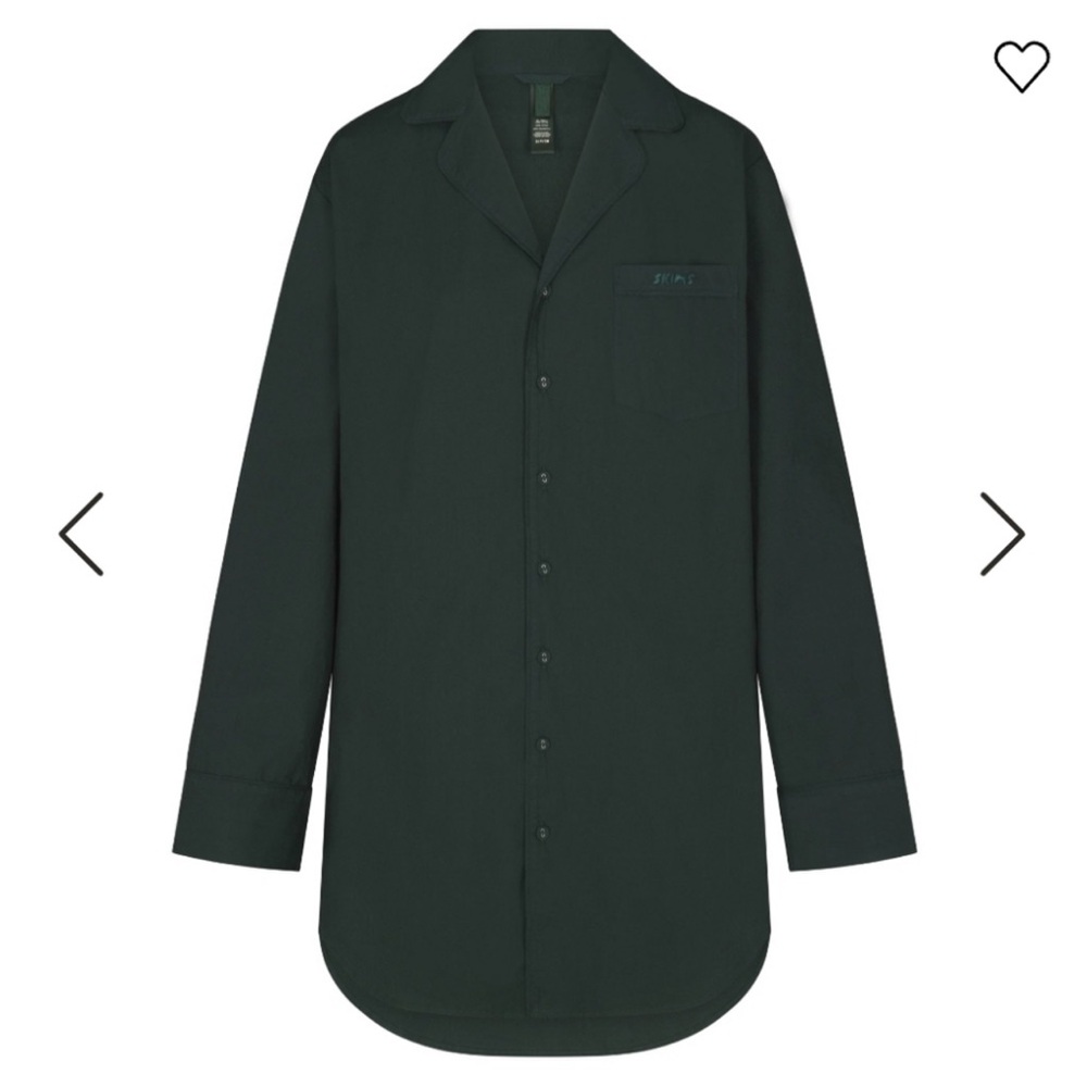 New Skims Cotton Poplin SLEEP BUTTON UP DRESS Size S Color green